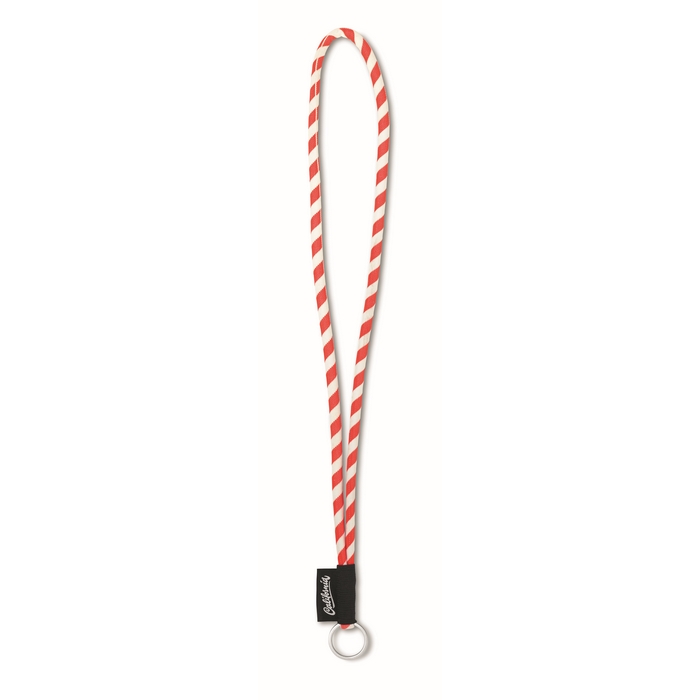 Lanyard de cordón 2 tonos con etiqueta tejida